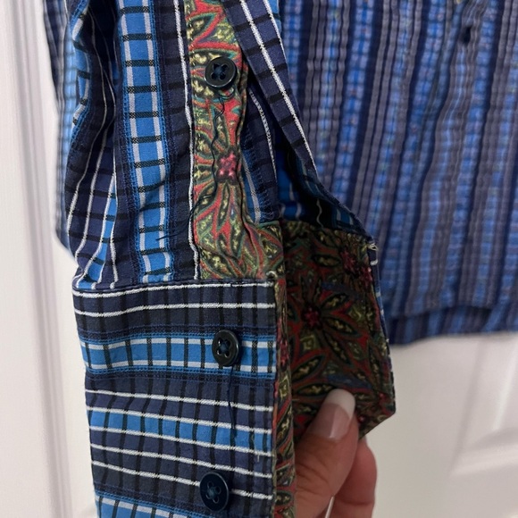 Robert Graham Flip Cuff Button Down Shirt Men 2XL Blue - Picture 6 of 15